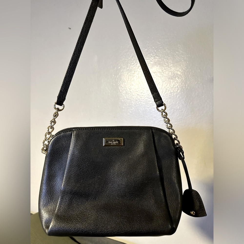 Kate Spade, crossbody bag, black with gold chain detail